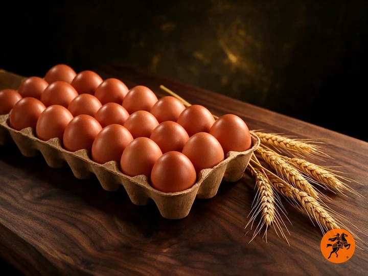 The laying estate — crates of fresh eggs